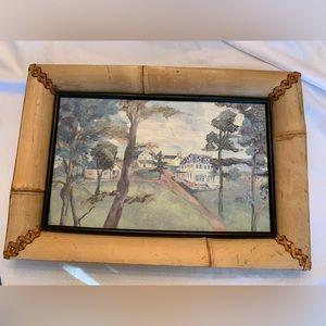 MacKenzie-Childs “Maclachlan” Bamboo & Leather Serving Tray, Late 20th Century